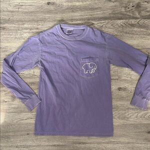 ivory ella Lavender Long Sleeve Pocket Tee with Elephant Logo